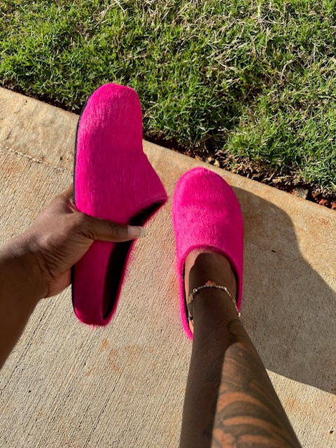 Pink Fur Mules