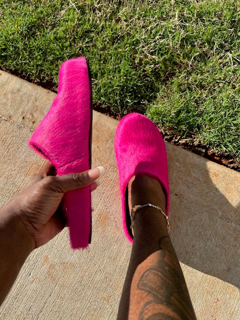 Pink Fur Mules